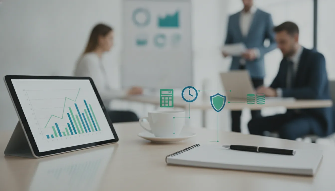 Comparing payroll services for a small business on a tablet.