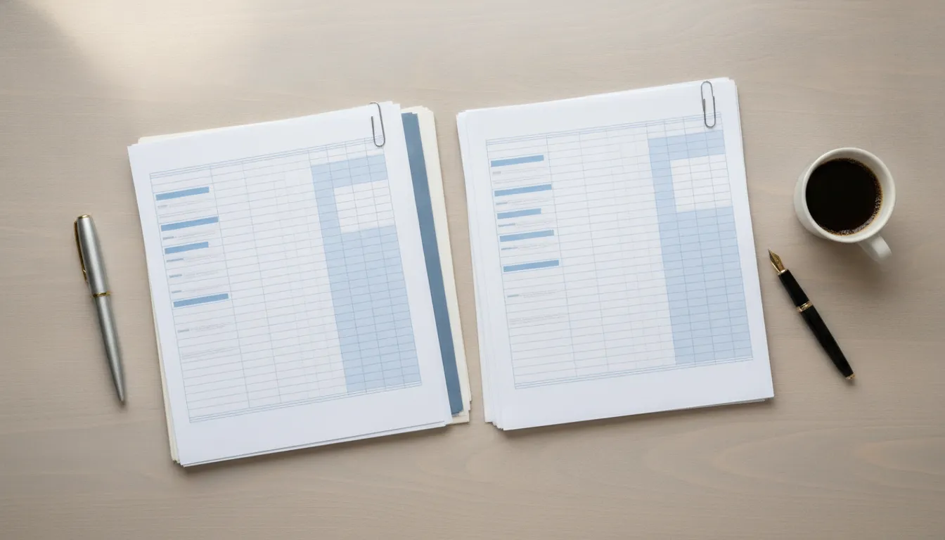 IRS tax tables and paperwork for comparing 2025 and 2026 federal tax brackets.