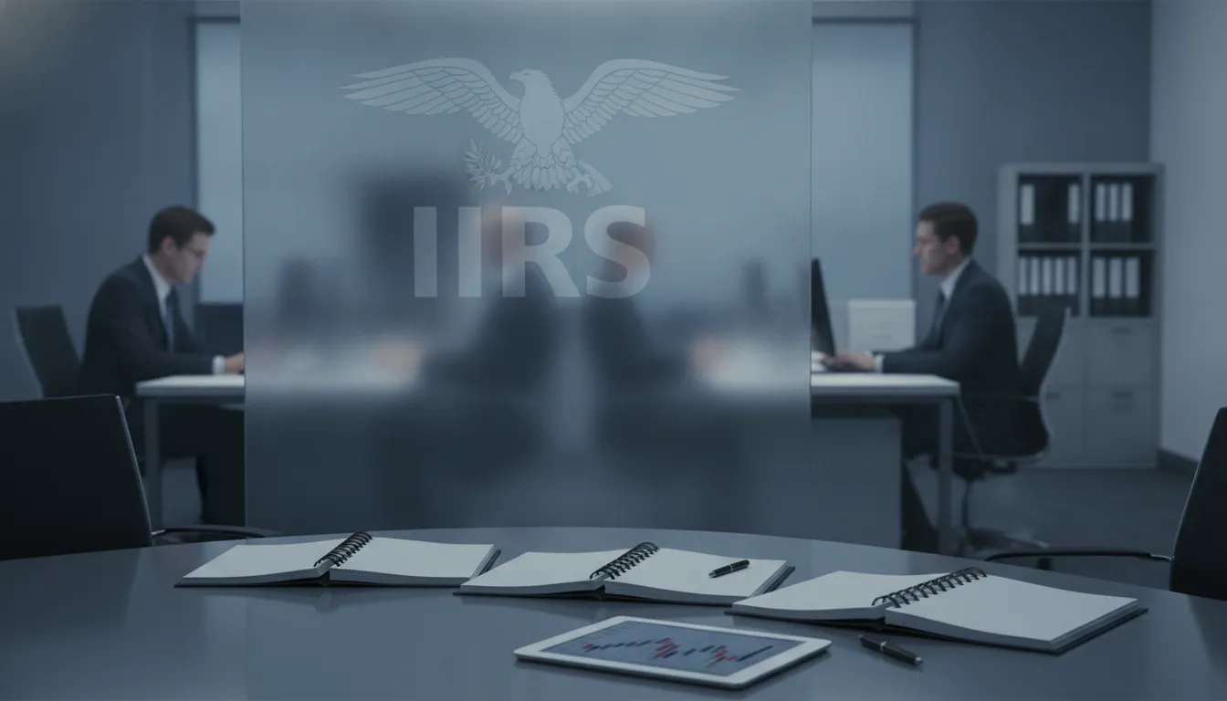 IRS employees working in an office to process tax returns and assist taxpayers.